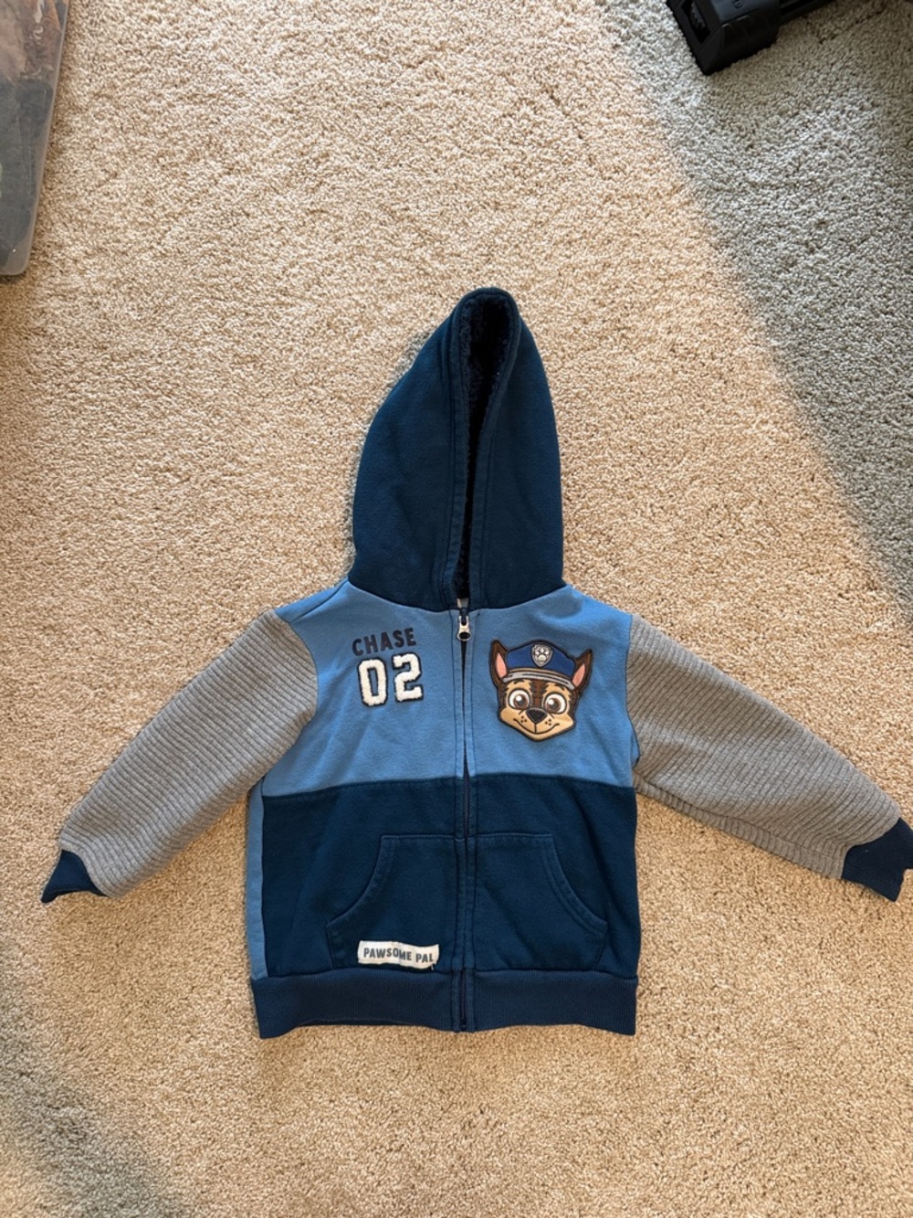 Paw Patrol Navy, Light Blue & Gray Hooded Zip-Up with Chase Patch